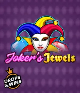 Experience the colorful ambiance of Joker's Jewels slot by Pragmatic Play, highlighting a captivating joker's mask adorned with a vivid jester hat. This graphic captures the fun and excitement of casino gaming, set against a deep purple background. Great for fans of joker-themed slots, delivering a delightful gaming experience. 