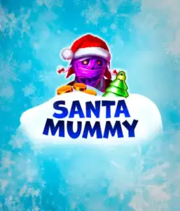  Experience the whimsical "Santa Mummy" slot game by Belatra, featuring a mummified Santa dressed in festive holiday attire. This colorful image captures the mummy with a bright purple hue, wearing a Santa hat, amid snowy blue and icy snowflakes. The game's title, "Santa Mummy," is clearly shown in large, cool blue letters.