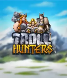 Enter the realm of "Troll Hunters," where fierce Viking warriors are poised to confront their foes. The logo features a pair of Vikings, male and female, dressed for battle, overlooking a frosty mountainous backdrop. They exude bravery and might, symbolizing the spirit of the game's adventurous theme.